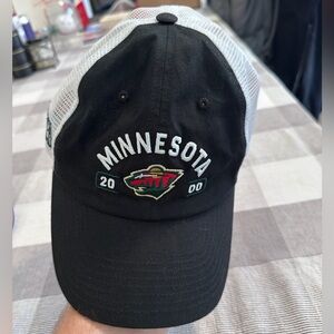 Minnesota Wild Trucker  Hat Cap Fanatics SnapBack Black White NHL Hockey Mesh